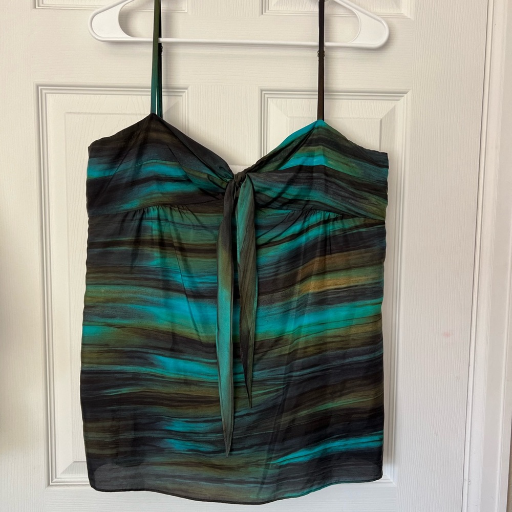 NWT Nieman Marcus Theory Silk Tie Front Tank Top